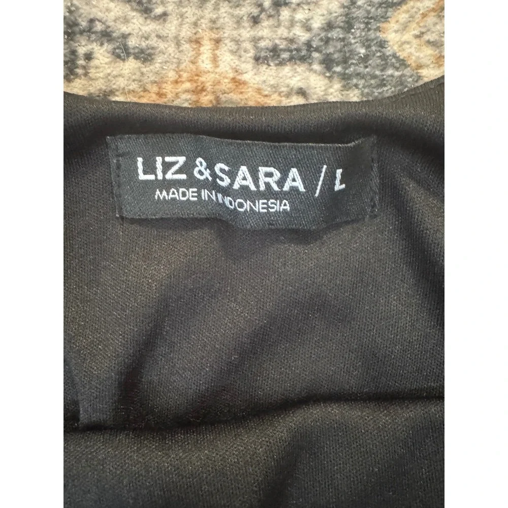 Liz & Sara Women's‎ Black Ruched Side Sleeveless Cowl Neck Midi Dress Size Large